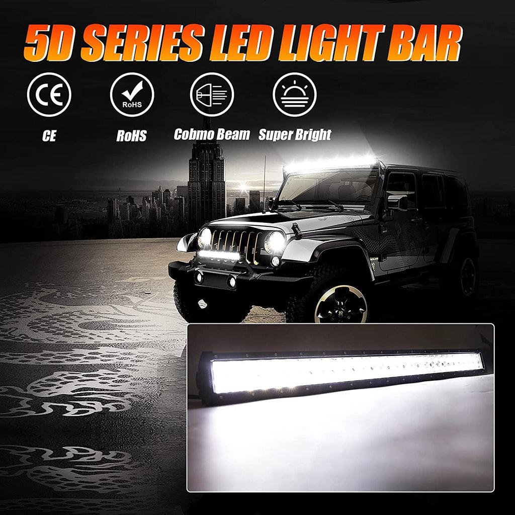 22 Inch-52 Inch 5D Series Straight/Curved Combo Beam Double Row LED Light Bar for Chevy Tahoe
