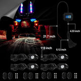 2Pcs 3FT RGB LED Whip Lights with Turn Signal & Brake Light + RGB LED Rock Lights Set with Bluetooth Controlled