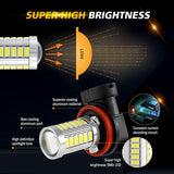 H11 H9 H8 H16JP LED Fog Light/DRL Bulbs 50W 4000LM 6500K White 33LED Series | 2 Bulbs