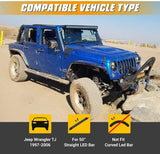 50" Straight Light Bar Windshield Mounting Brackets for 1997-2006 Jeep Wrangler TJ