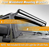 50" Straight Light Bar Windshield Mounting Brackets for 1997-2006 Jeep Wrangler TJ