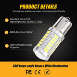 1156 P21W BA15S LED Brake/Reverse/Parking/Tail/Turn Singnal Light Bulbs 50W 8000LM Cool White/Amber/Red 33 Series | 2 Bulbs