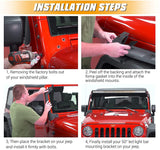 50" Straight Light Bar Windshield Mounting Brackets for 1997-2006 Jeep Wrangler TJ
