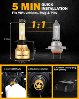 H7 LED Headlight Bulbs 72W 8000LM S3 Series Fan Cooling 6500K Cool White | 2 Bulbs