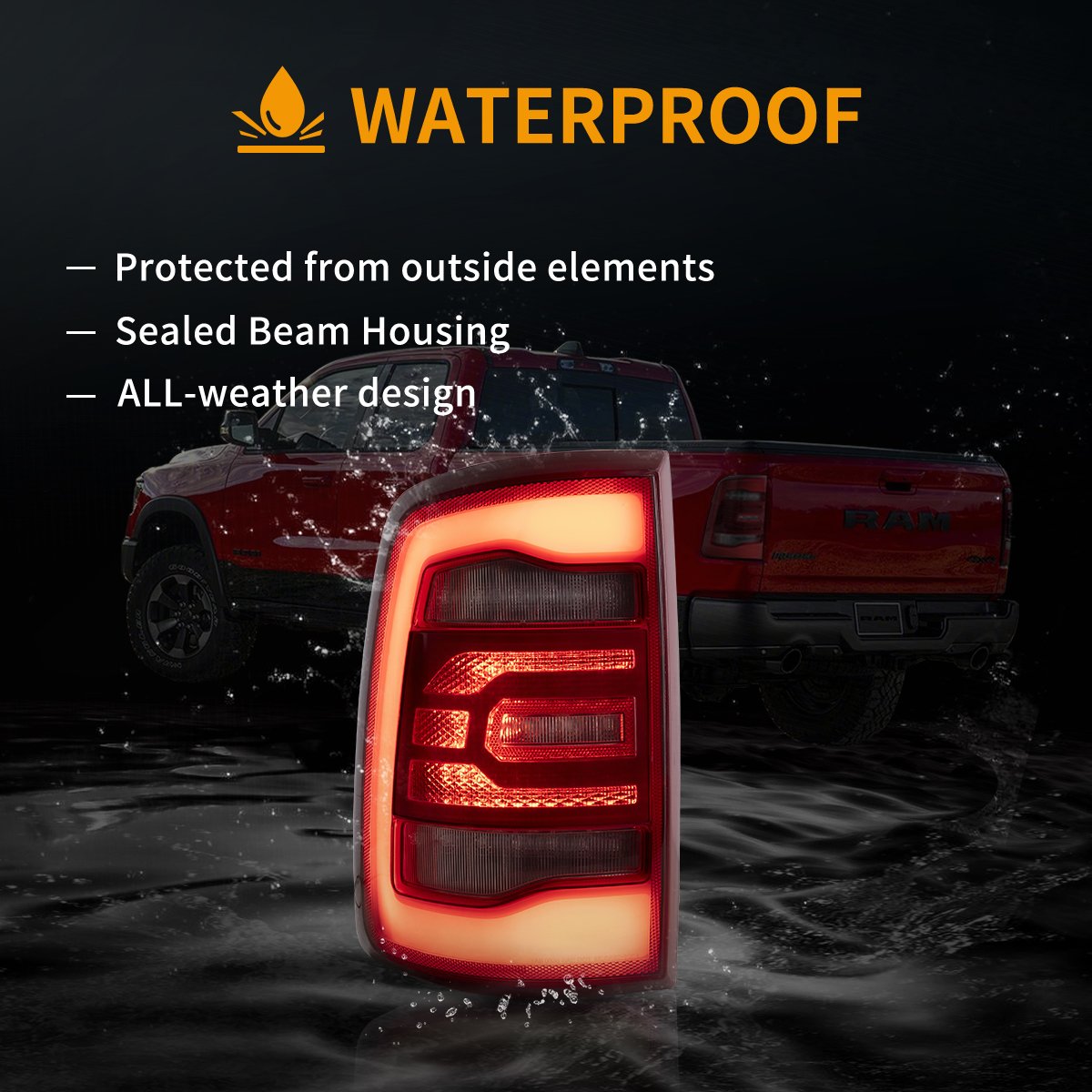 LED Tail Lights Assembly With Red Sequetial Turn Signal For 2009-2018 Dodge Ram 4th Gen (DS/DJ/D2)