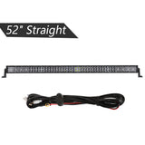 52" Straight LED Light Bar & 4" LED PODS & 2 IN 1 Design Windshield Mounting Brackets For Jeep Wrangler JK 2007~2017