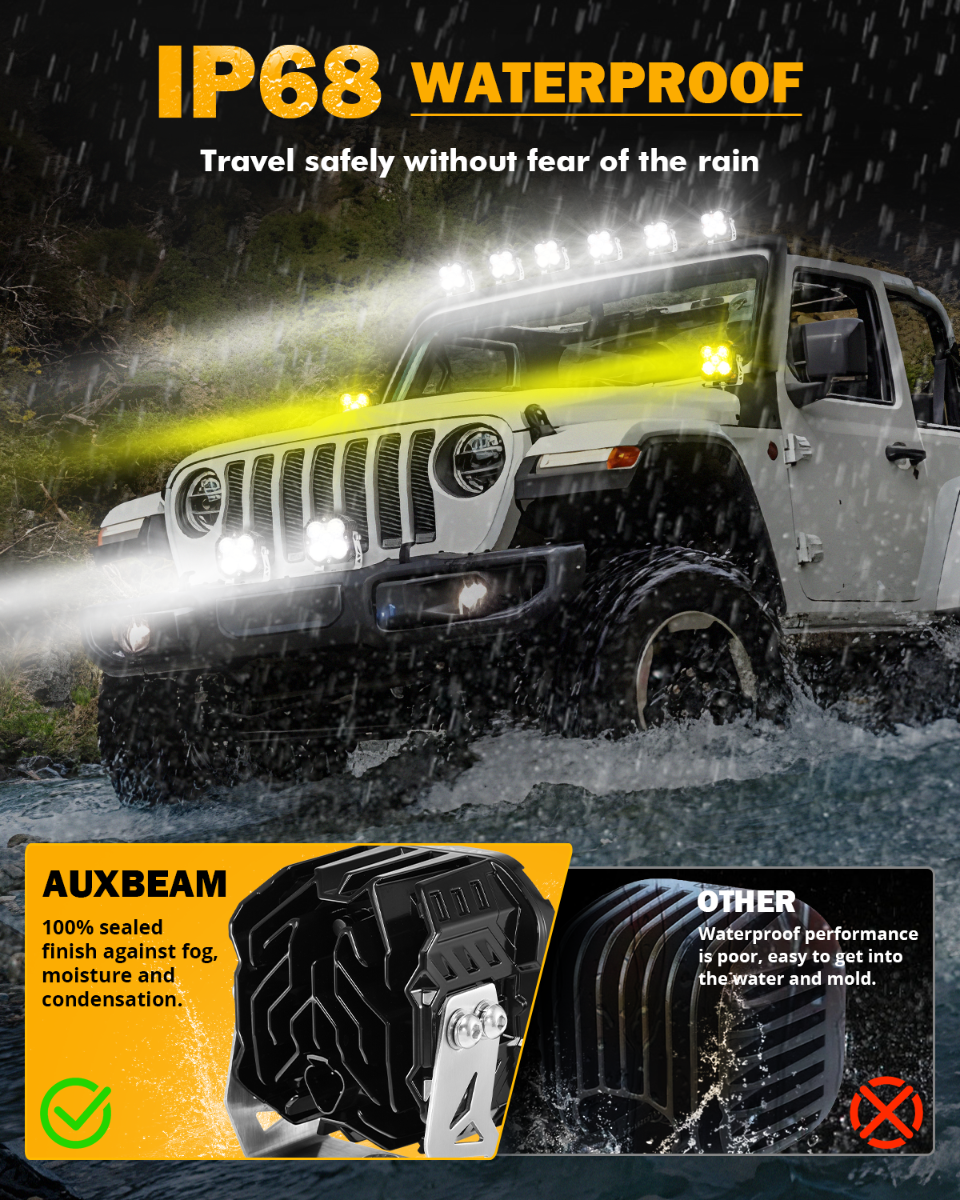 XP-ULTRA Series 4.5 Inch Combo Beam LED Pod Lights Off Road Lights with Amber DRL