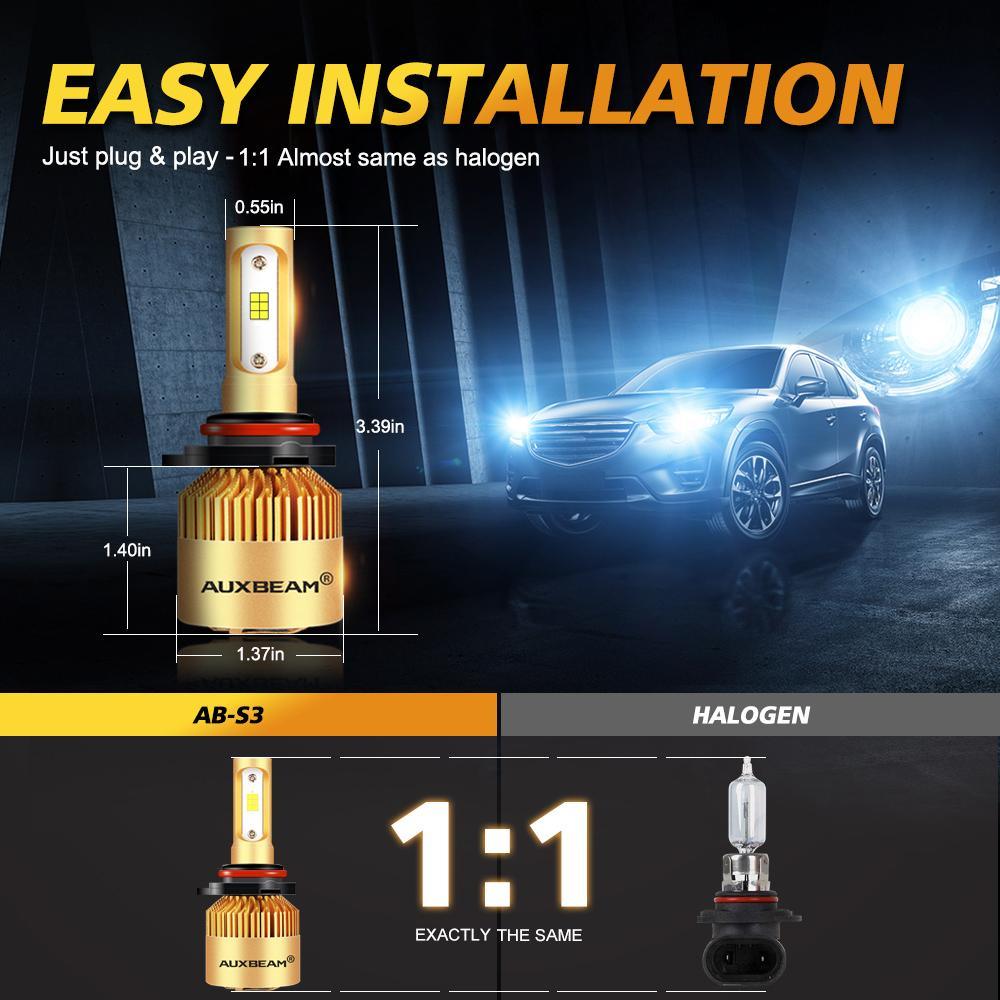 9005+H11 LED Headlight Bulbs 72W 8000LM S3 Series Fan Cooling 6500K Cool White | 4 Bulbs