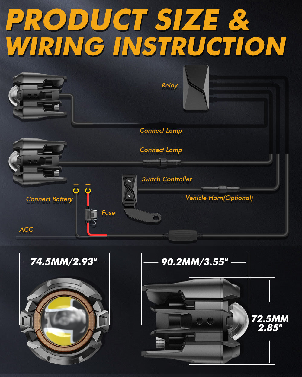 2017 Harley-Davidson CVO Pro Street Breakout Motorcycle LED Spotlight Light 3+5 Light Modes