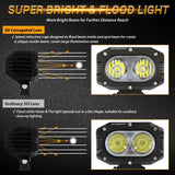 4 Inch 30W Corrugated Lens Flood Beam LED Pods Lights with Dual A-Pillar Mounting Bracket For Ford Bronco 2/4 Door 2021 2022