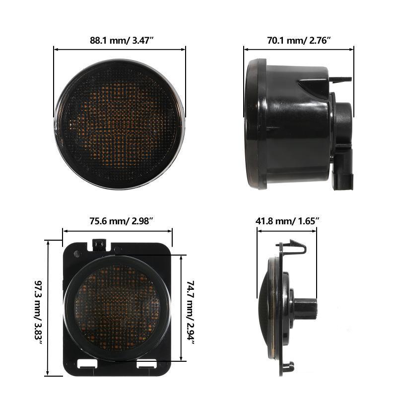 7" LED Headlight Replacement with Halo Ring + 4" LED Fog Light + Front Turn Signal & Fender Flares Side Marker Light for Jeep Wrangler JK