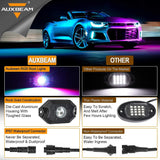 4Pcs RGB LED Rock Light Set with Bluetooth Controller