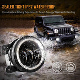 7'' LED Headlight Replacement And 4'' 30W LED Fog Lights with White DRL+Amber Turn Signal For Jeep Wrangler2007-2018 JK