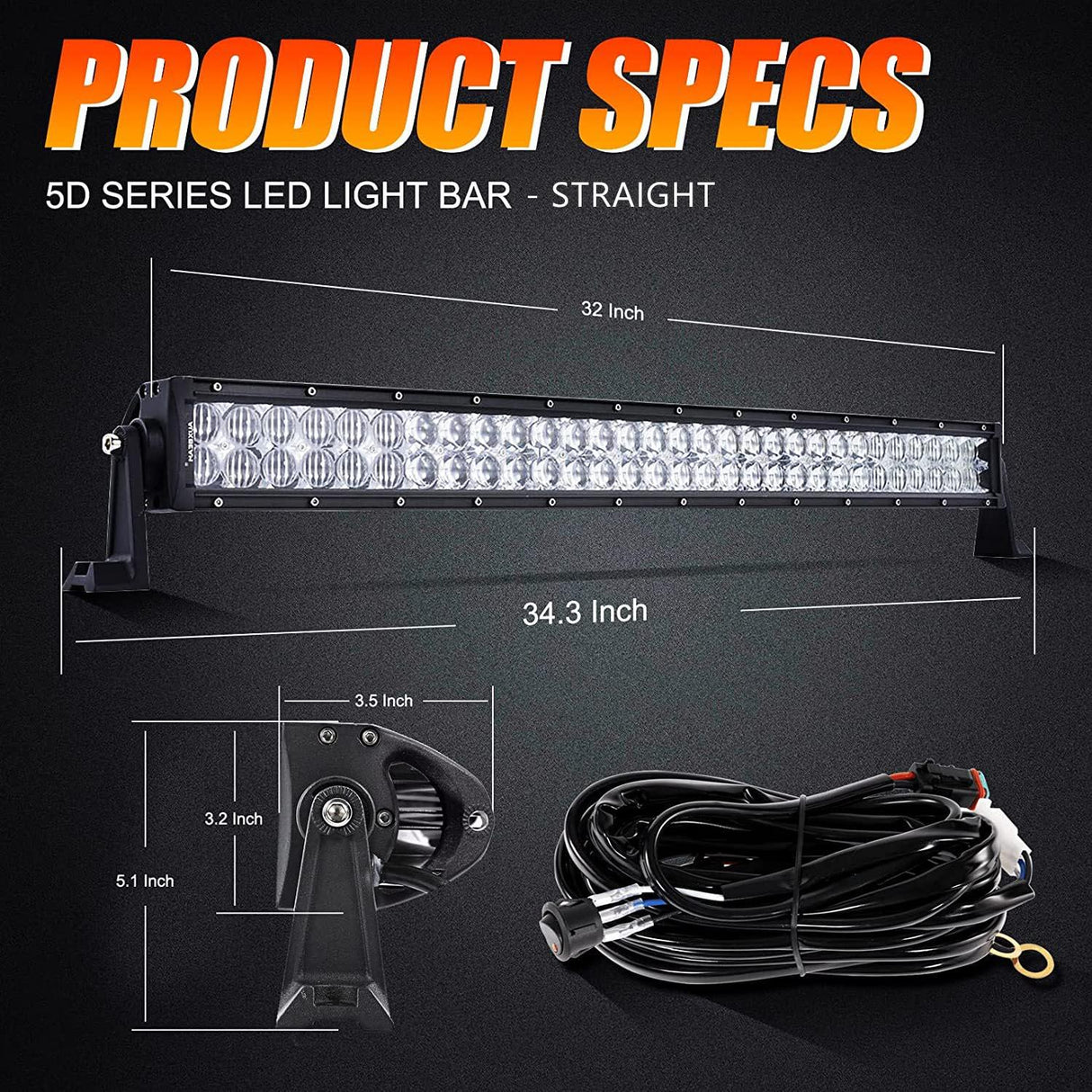 32 Inch 5D Series Straight/Curved LED Light Bar & A-pillar Light Bar Mounting Bracket Combo for RZR 900/ RZR S900/ RZR 900 XC/ RZR XP 1000/ RZR Turbo