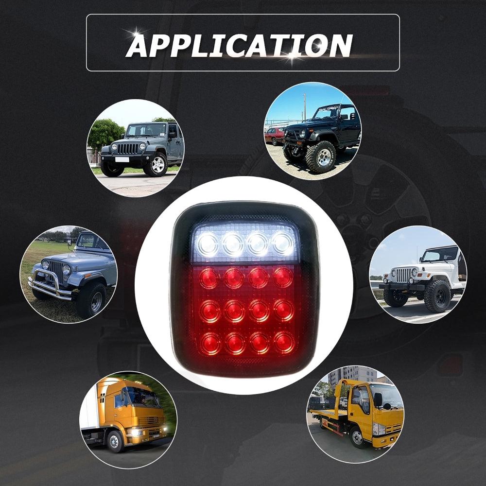 (2pcs/set) Universal Tail Lights 16LEDs for Jeep Wrangler YJ TJ CJ Truck Trailer Boat (Smoked)