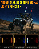 New 2.2FT LED RGB Whip Lights with Turn Signal & Brake Light, Bluetooth APP/ Remote Control