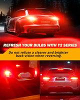 1157 BAY15D LED Brake/Tail Light Bulbs 14W 6000LM CAN-Bus Error Free Red Y2 Series | 2 Bulbs