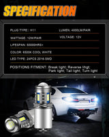 (2pcs/set) 1157/BAY15D Y2 Series 3-Sides Cool White LED Brake/Turn Single/Back-up/Side Maker/DRL