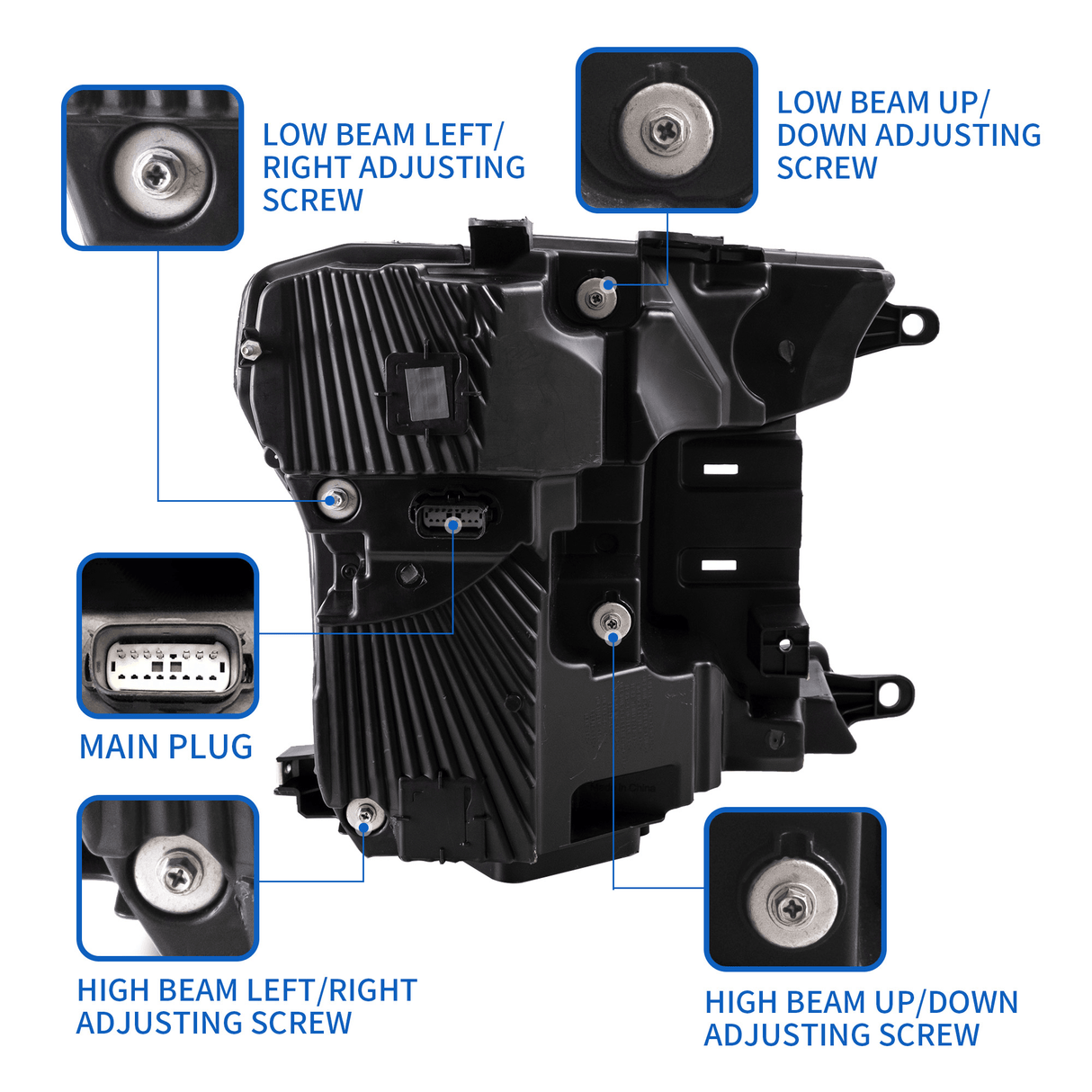 LED Headlight Assembly Dual Beam Projector Black For 2018-2020 Ford F150 13th Gen