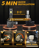 🆕9005+9006 LED Headlight Bulbs Q40 Series Ultra-High Brightness 120W 30000LM 6500K Cool White | 4 Bulbs