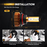 9004 LED Headlight Bulbs 52W 10000LM F2 Series Mini Size 6500K Cool White |  2 Bulbs