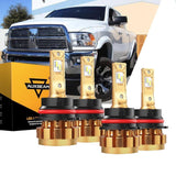 For 2000-2001 Dodge Ram 3500(with 4 headlamps) F-16 Plus Series Built-in Canbus Automotive Grade 14000LM LED Light Bulbs High Low Beam Bundle
