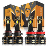 9005+H11 LED Headlight Bulbs 120W 25000LM GX Series Brightest 6500K Cool White | 4 Bulbs