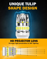 T20 7443 7440 LED Backup Reverse/Turn Signal/Brake Tail Light Bulbs 14W 6000LM CAN-Bus Error Free 6500K White Y2 Series | 2 Bulbs