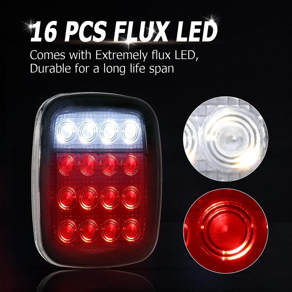 (2pcs/set) Universal Tail Lights 16LEDs for Jeep Wrangler YJ TJ CJ Truck Trailer Boat (Smoked)