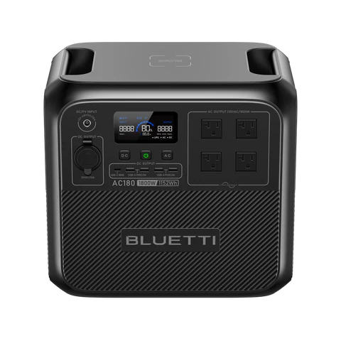 BLUETTI AC180 Solar Portable Power Station | 1,800W AC, 1,152Wh LiFePO4 Battery | 45-Min Turbo Recharge, App Control & Clean Energy Backup