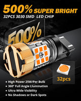 🆕T25 3157 3156 LED Turn Signal Light Rear/Front, Side Maker Light Bulbs 50W 4000LM CAN-Bus Error Free 3000K Amber B21-PRO Series |2 Bulbs