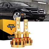 For 2007-2011 Mercedes-Benz CLS550 with Halogen Headlamps F-16 Plus Series Built-in Canbus LED Light Bulbs High Low Beam Bundle