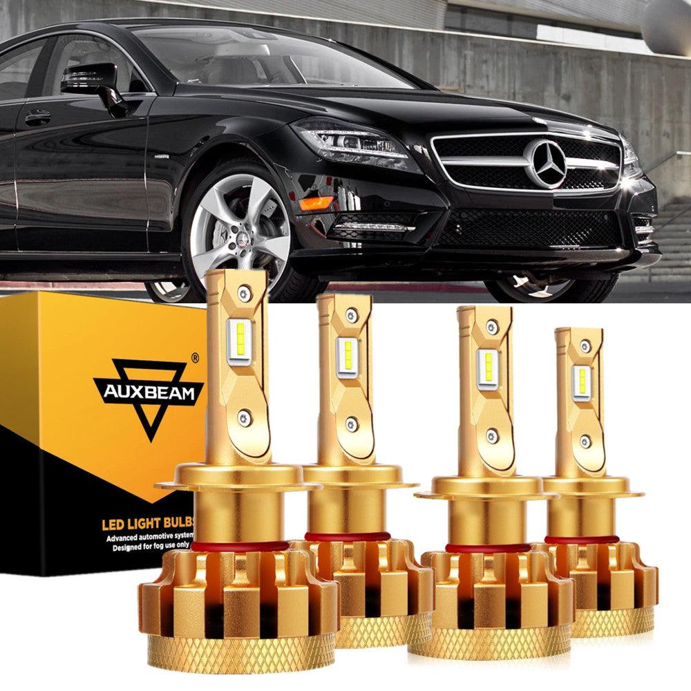 For 2007-2011 Mercedes-Benz CLS550 with Halogen Headlamps F-16 Plus Series Built-in Canbus LED Light Bulbs High Low Beam Bundle