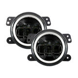 7'' LED Halo Headlights & 4'' 30W LED Fog Lights With White DRL with Amber Turn Signal For Jeep Wrangler2007-2018 JK