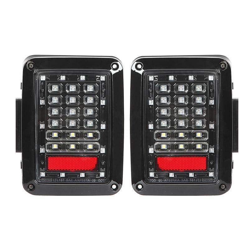 7'' LED Headlight Replacement with Halo Ring + 4'' LED Fog Light + LED Smoke Tail Light + Front Turn Signal & Fender Flares Side Marker Light for Jeep Wrangler JK