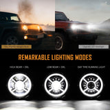 (2pcs/set) 9 Inch RGB Headlights Replacement Bluetooth Control for Jeep Wrangler JL JLU Sport Rubicon Sahara Gladiator JT 2019 2020 w/ DRL