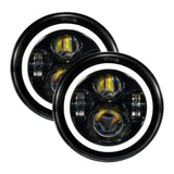 7" LED Halo Headlights + 4" Inch LED Fog Lights with DRL + 5D-PRO 52" Straight LED Light Bar + Windshield Mounting Brackets + 18W Flood Beam Pod Lights Set for for Jeep Wrangler JK