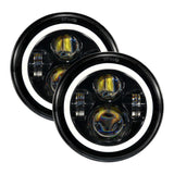 7" LED Halo Headlights + 4" Inch LED Fog Lights with DRL + 5D-PRO 52" Straight LED Light Bar + Windshield Mounting Brackets + 18W Spot Beam Pod Lights Set for for Jeep Wrangler JK