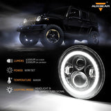 7" LED Halo Headlights + 4" Inch LED Fog Lights with DRL + 5D-PRO 52" Straight LED Light Bar + Windshield Mounting Brackets + 18W Spot Beam Pod Lights Set for for Jeep Wrangler JK