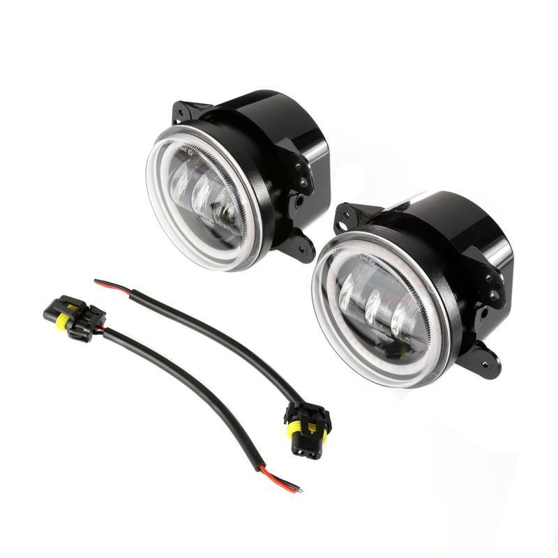 7" LED Halo Headlights + 4" Inch LED Fog Lights with DRL + 5D-PRO 52" Straight LED Light Bar + Windshield Mounting Brackets + 18W Flood Beam Pod Lights Set for for Jeep Wrangler JK