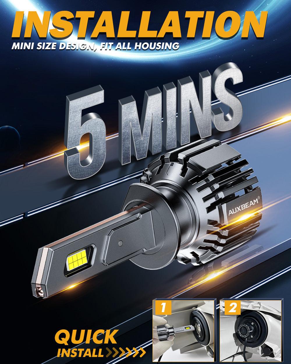 H1 LED Headlight Bulbs 90W 20000LM F15 Series 20% Smaller Size 6500K Cool White | 2 Bulbs