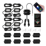 8Pcs RGB LED Rock Light Multicolor Set with Bluetooth Controller