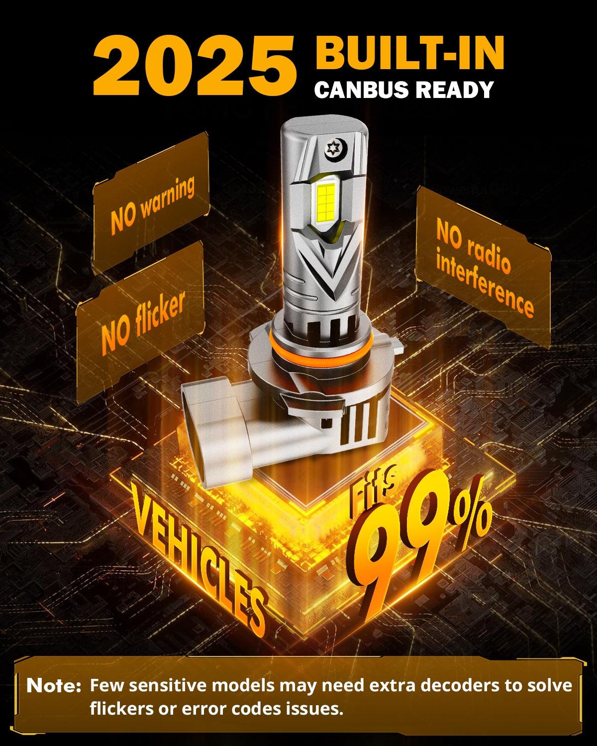 🆕9005+H11 LED Headlight Bulbs Q25S Series 1:1 Mini Size 90W 22000LM 6500K Cool White | 4 Bulbs
