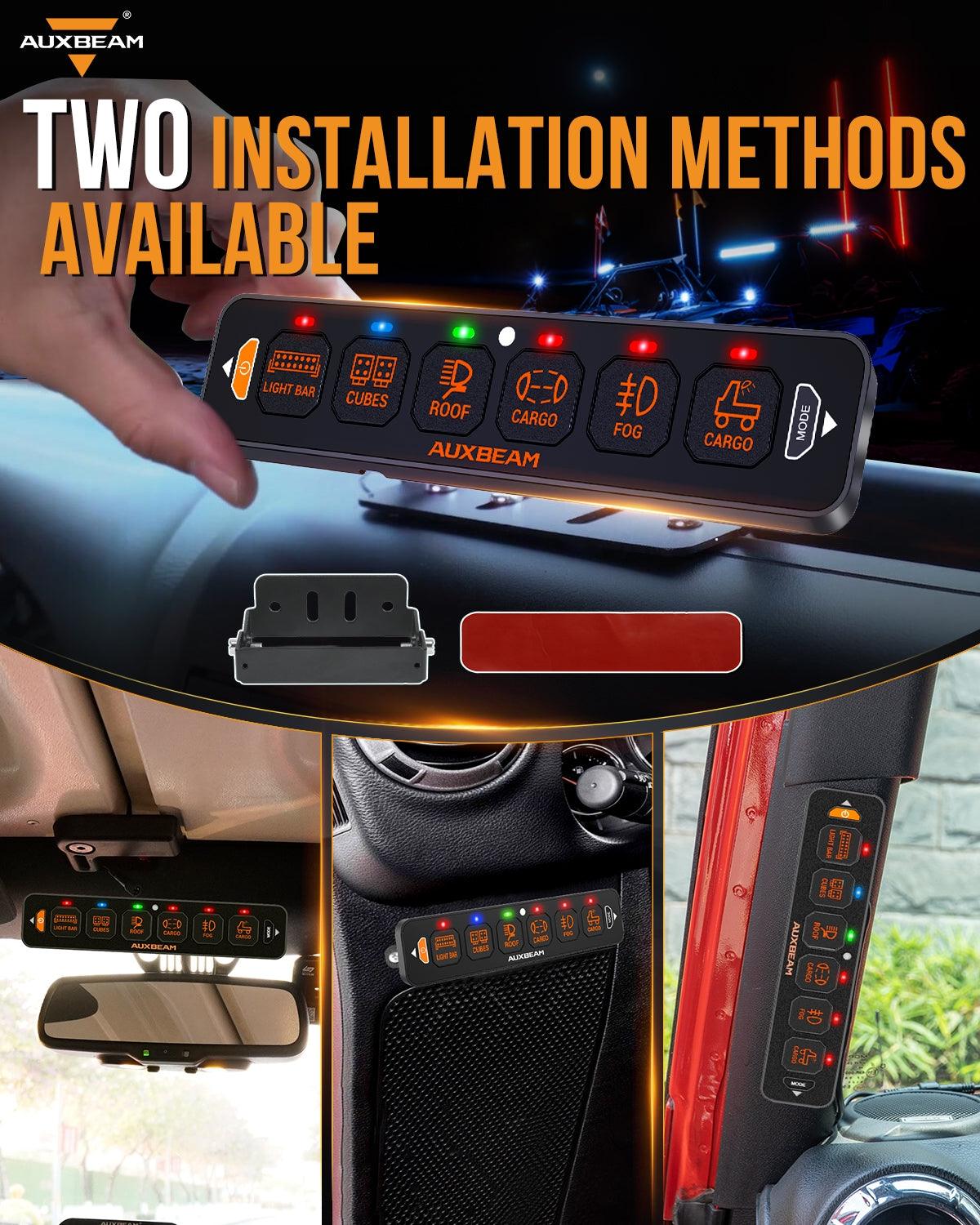 AS Series 4/6 Gang RGB Slim Switch Panel with APP&Remote Control, Toggle/ Momentary/ Pulsed Mode Supported(One-Sided Outlet)