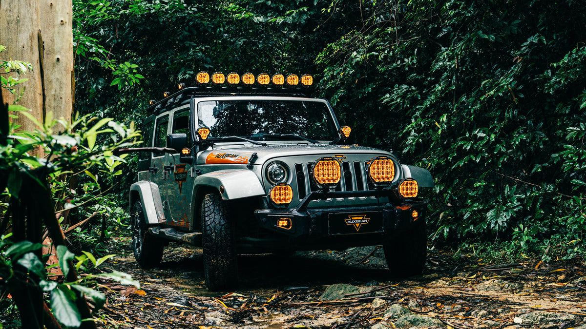Auxbeam MASTER-T Series 3-Inch Flood Beam Off-Road Lights Amber Backlight