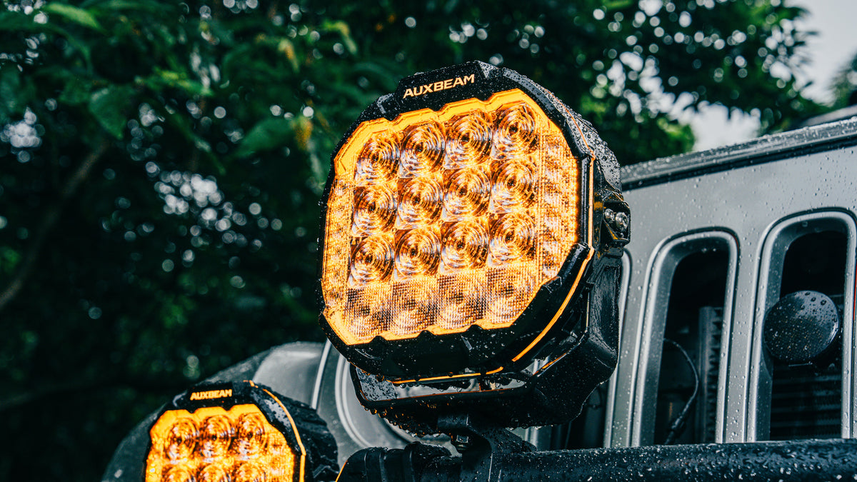 Auxbeam MASTER-T Series 9" Combo Beam Off-Road Lights Amber Backlight