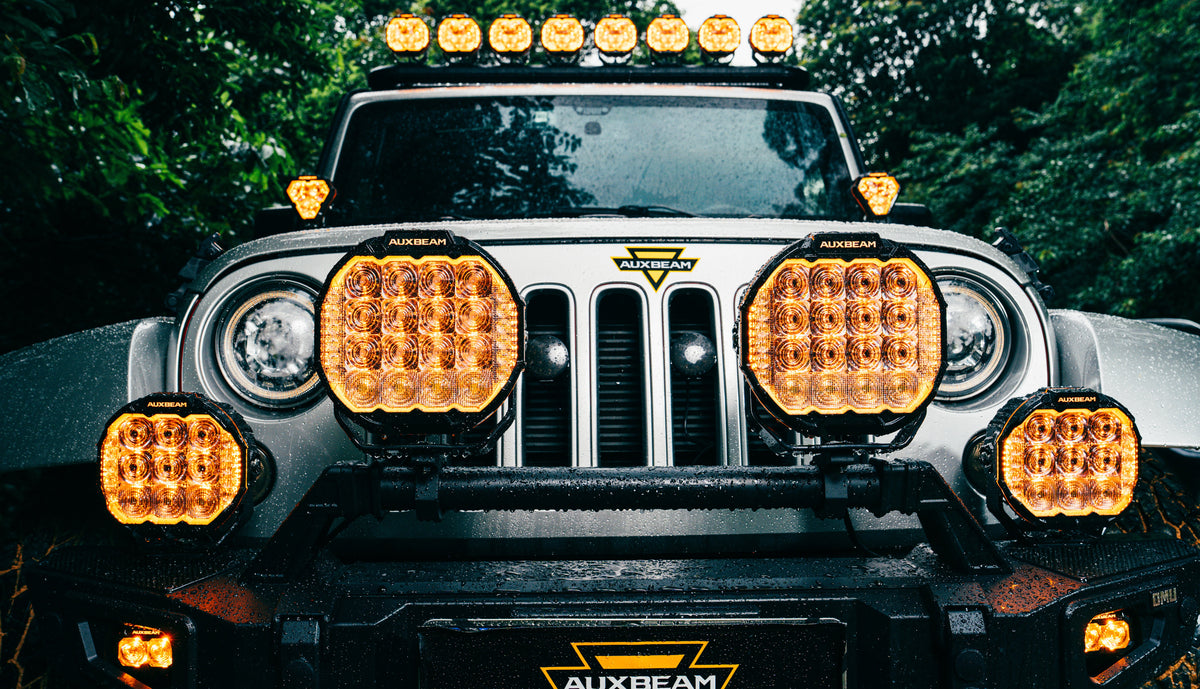 Auxbeam MASTER-T Series 9" Combo Beam Off-Road Lights Amber Backlight