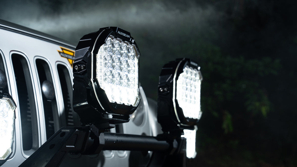 Auxbeam MASTER-T Series 9" Combo Beam Off-Road Lights Amber Backlight