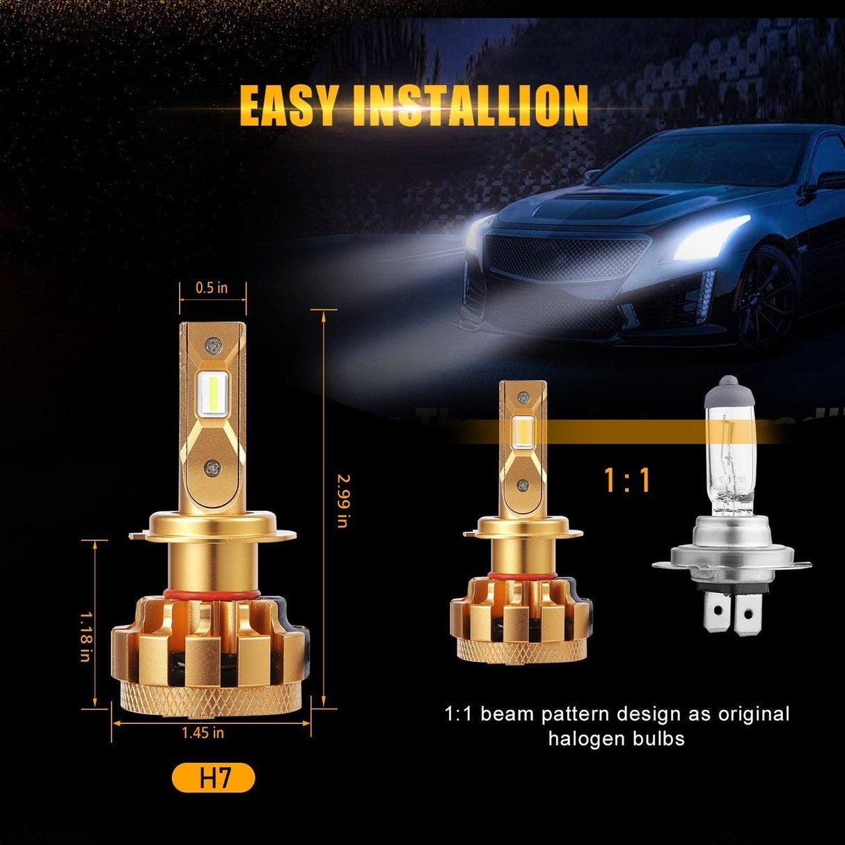 For 2000-2001 Hyundai Sonata F-16 Plus Series Built-in Canbus Automotive Grade 14000LM LED Light Bulbs High Low Beam Bundle