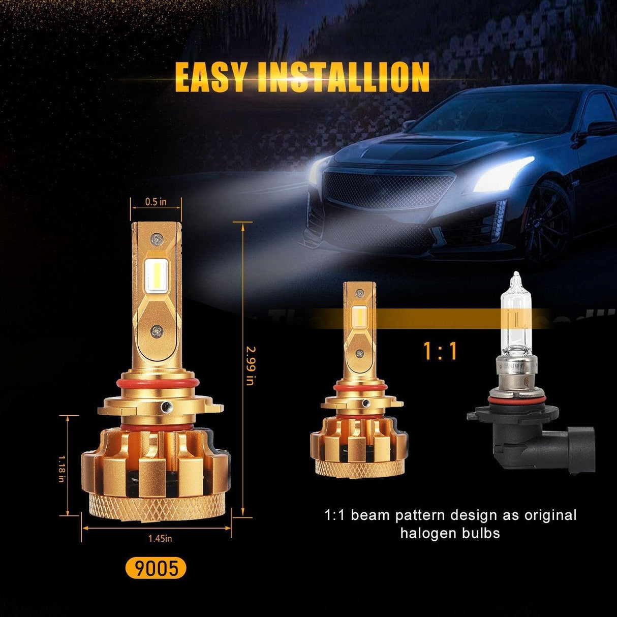 For 2010-2019 Mazda 3(with Halogen Capsule headlamps) F-16 Plus Series Built-in Canbus Automotive Grade 14000LM LED Light Bulbs High Low Beam Bundle